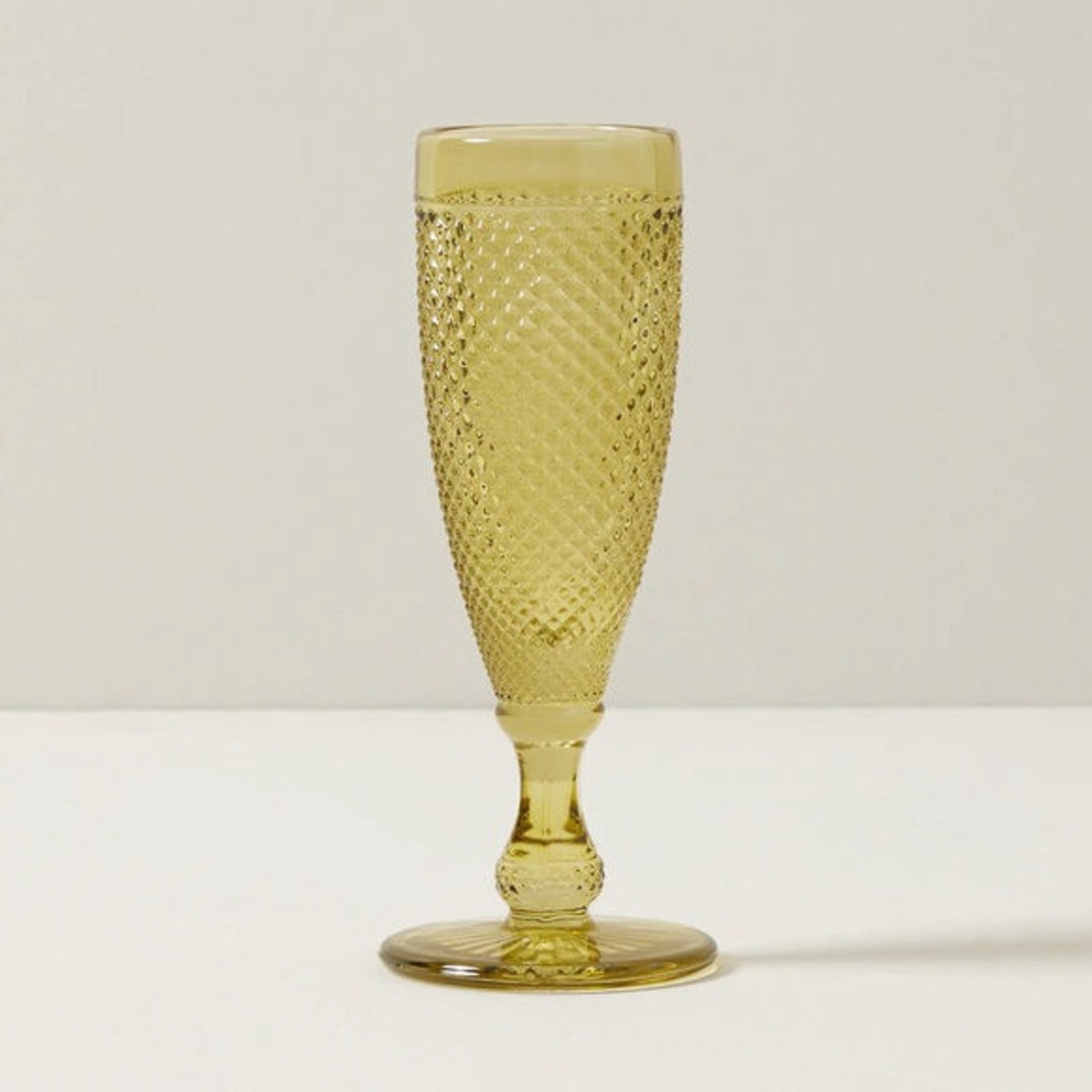 Pressed Champagne Glass  Olive Green